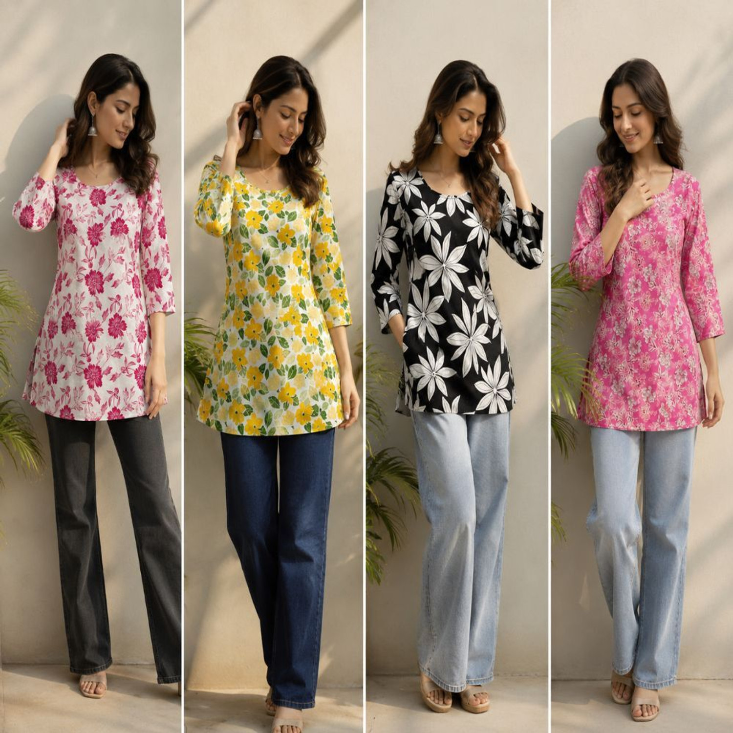 Image of StyleLooms Women Floral Print Straight Kurta