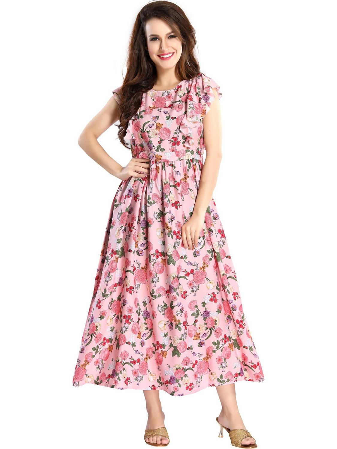 AV2 Women Floral Print Anarkali Kurta