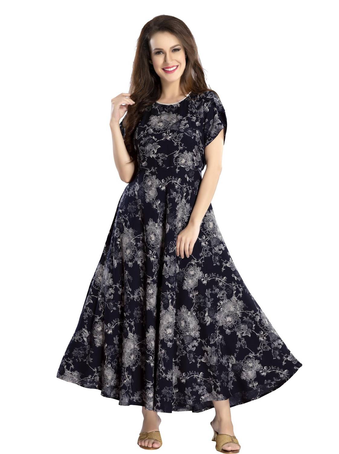 AV2 Women Floral Print Anarkali Kurta