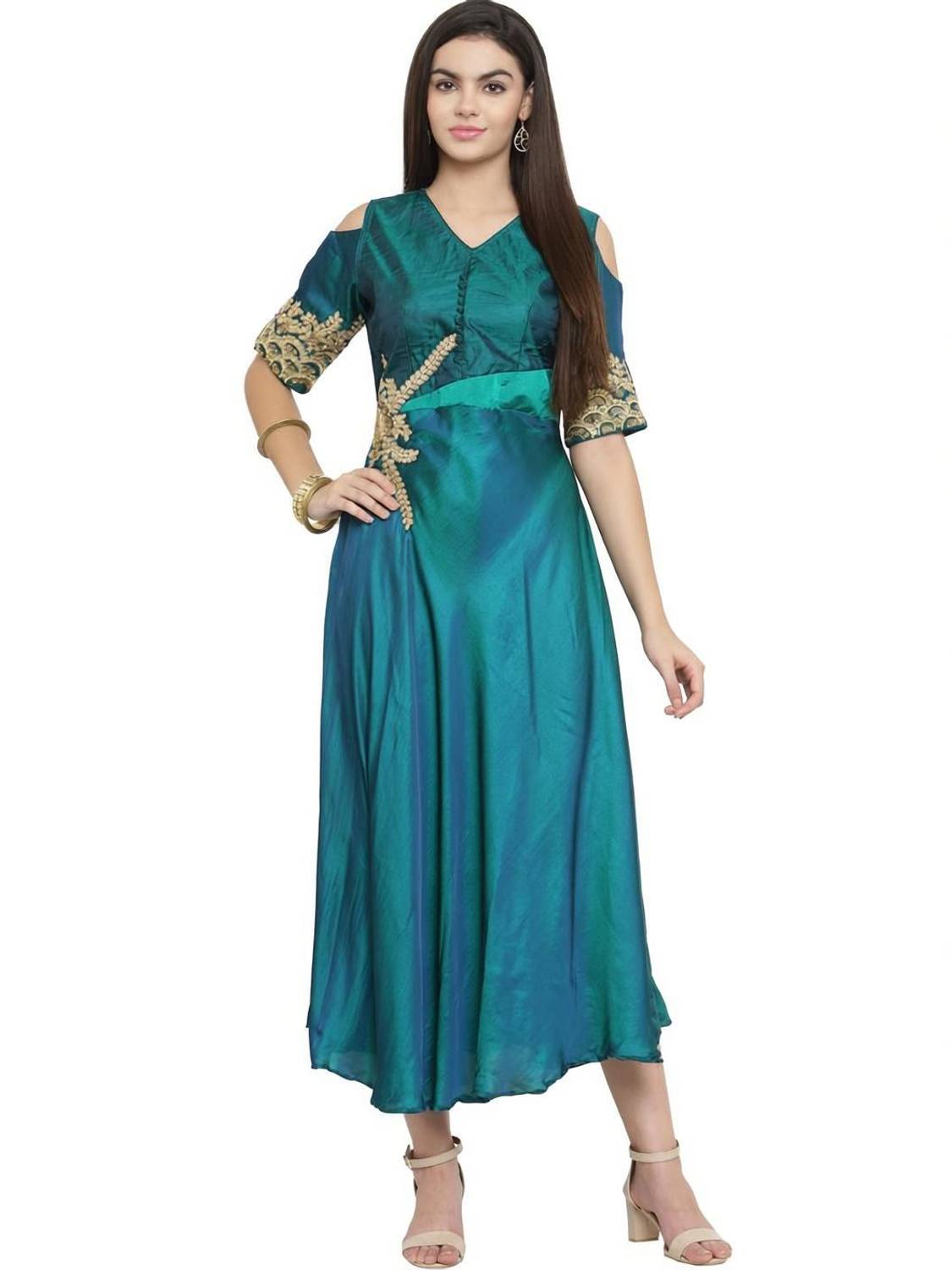 AD4U Solid Silk Blend Anarkali Kurta for Women