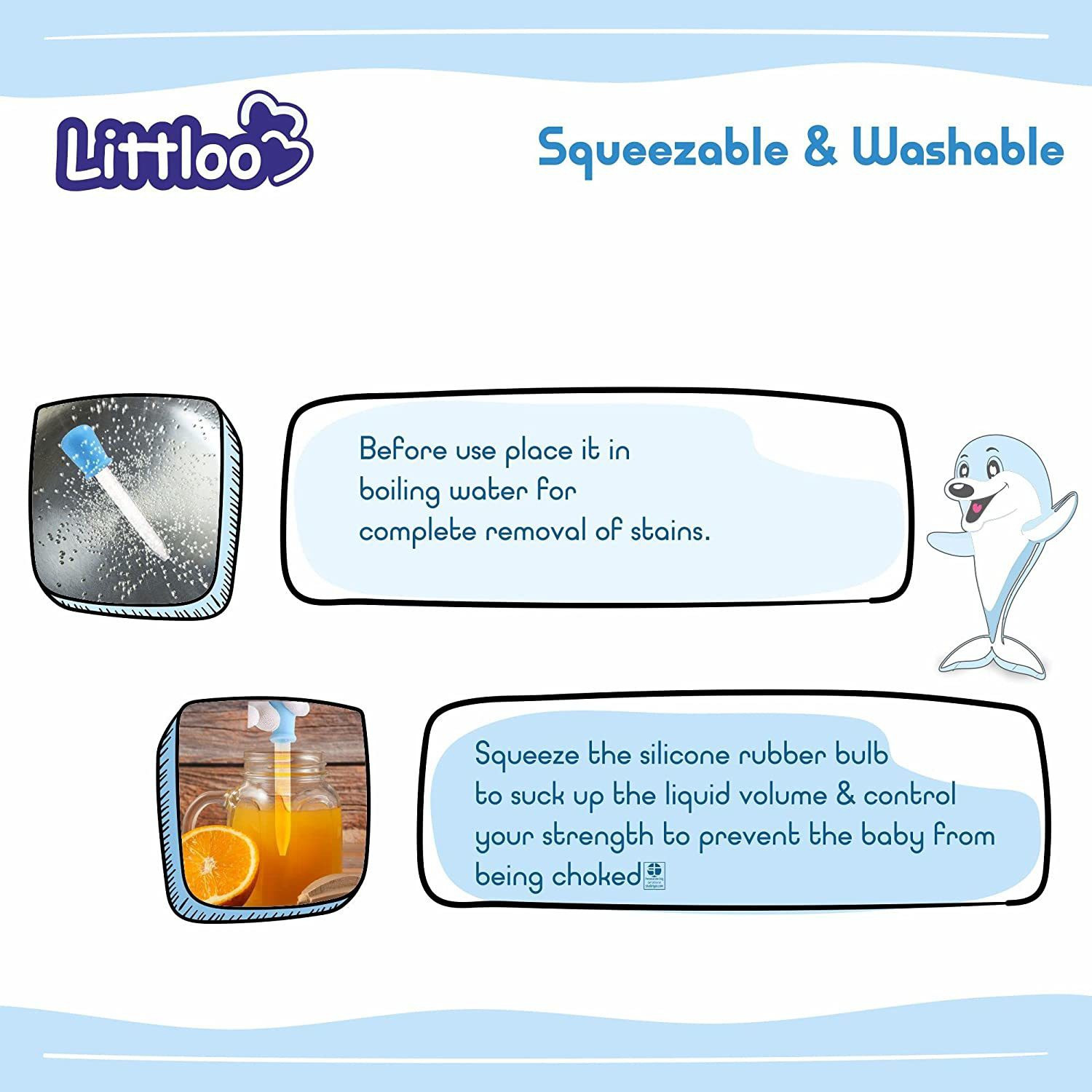 Image of Littloo Baby Dropper High-Quality Silicone Graduated Plastic Pipette for Feeding Liquids Laboratory Dropper Bottle (Fiber 5 ml Pack of2)