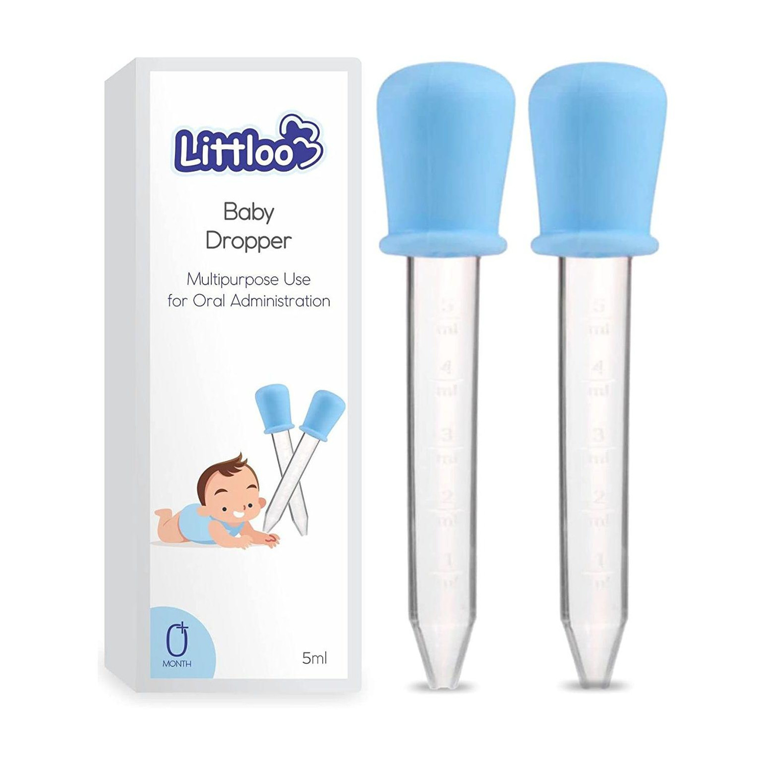 Image of Littloo Baby Dropper High-Quality Silicone Graduated Plastic Pipette for Feeding Liquids Laboratory Dropper Bottle (Fiber 5 ml Pack of2)