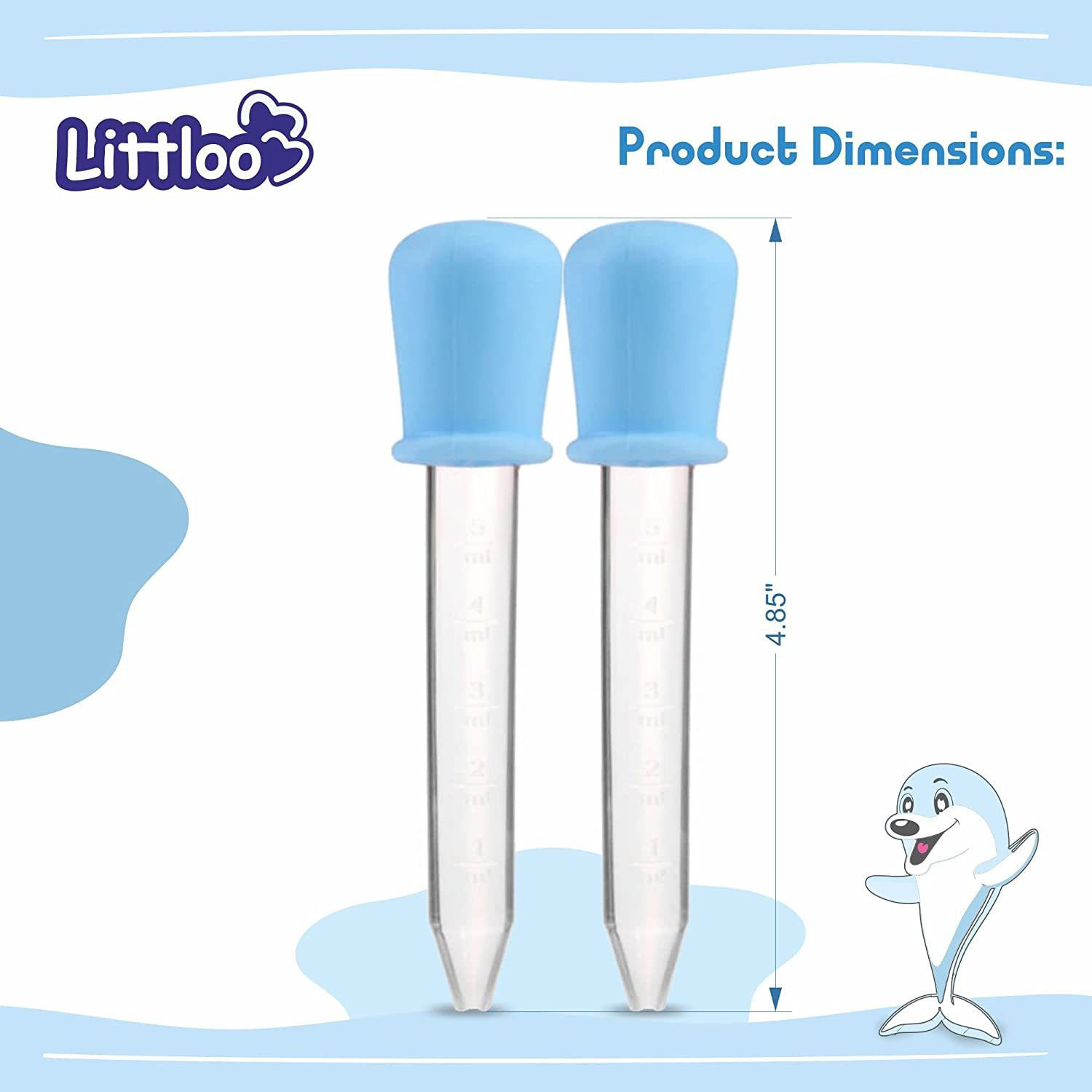 Image of Littloo Baby Dropper High-Quality Silicone Graduated Plastic Pipette for Feeding Liquids Laboratory Dropper Bottle (Fiber 5 ml Pack of2)