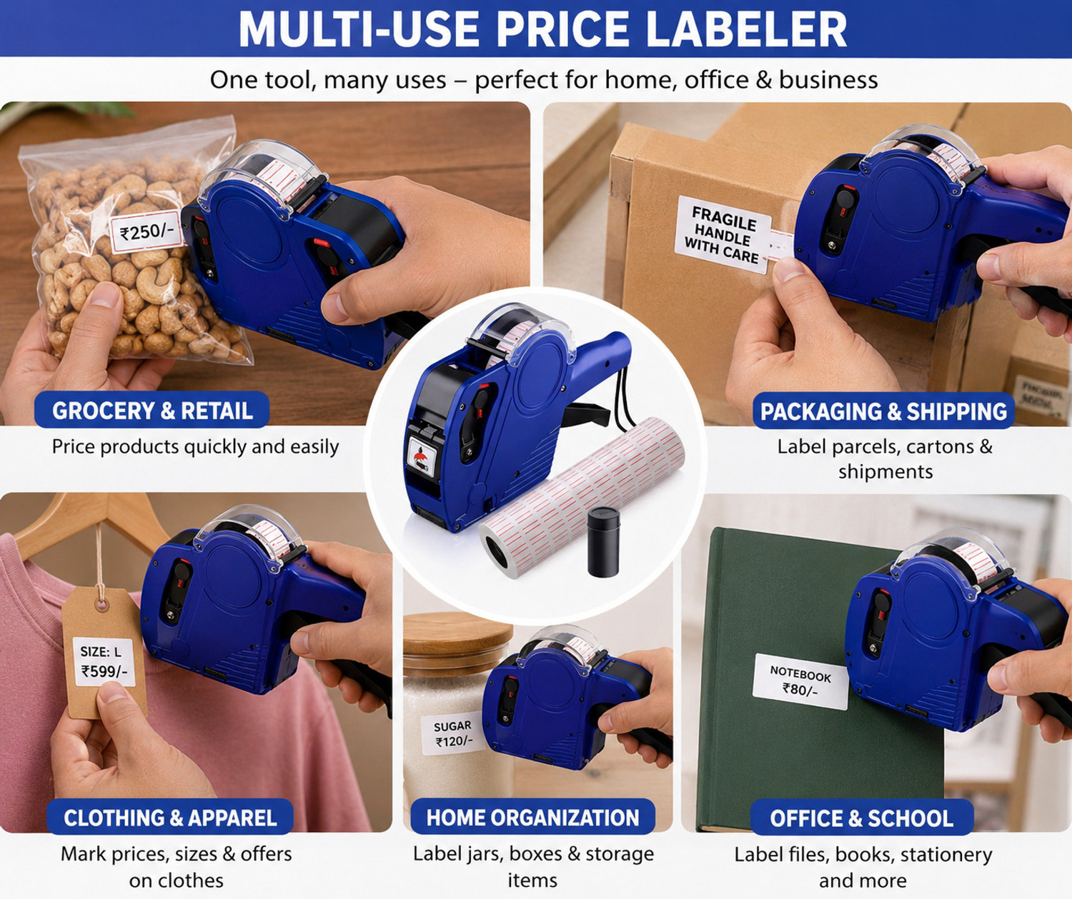 Image of dinojames Price Labeller Printing Rate Printer with 4000pc stickers(10pc roll) Label Stamping Machine