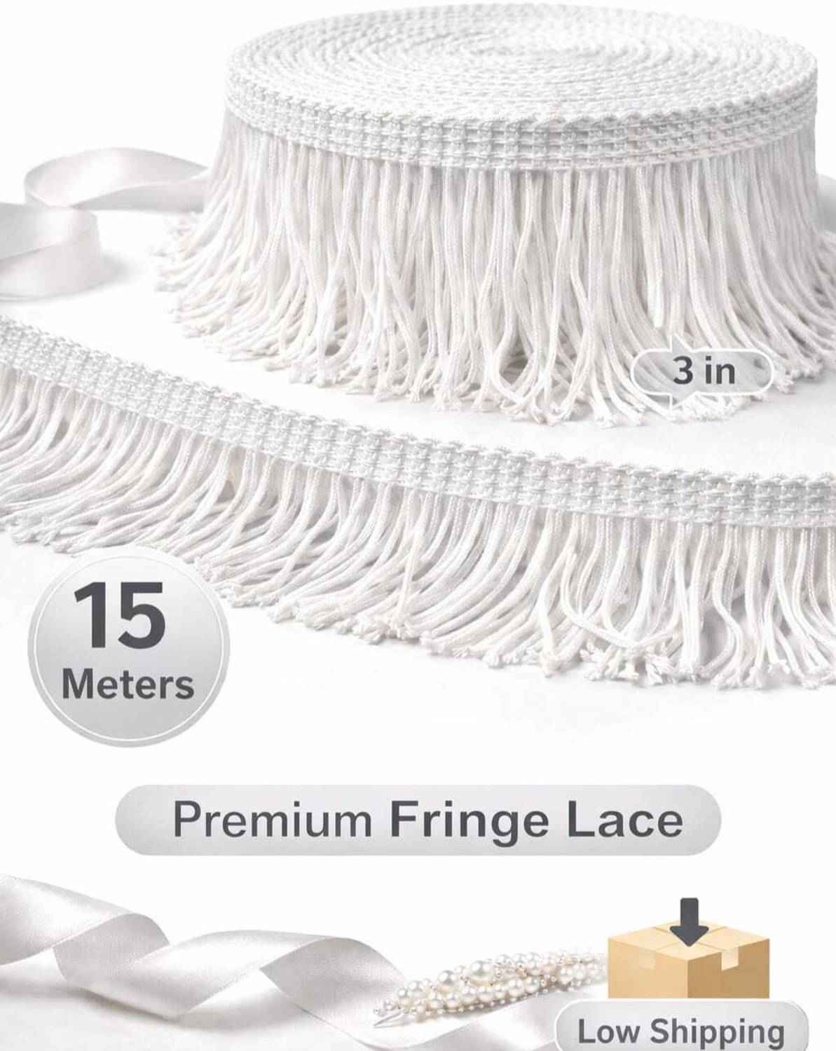 ABC white gopdori lace 15 meter 3in primume gopdori lace 3 ince Lace Reel