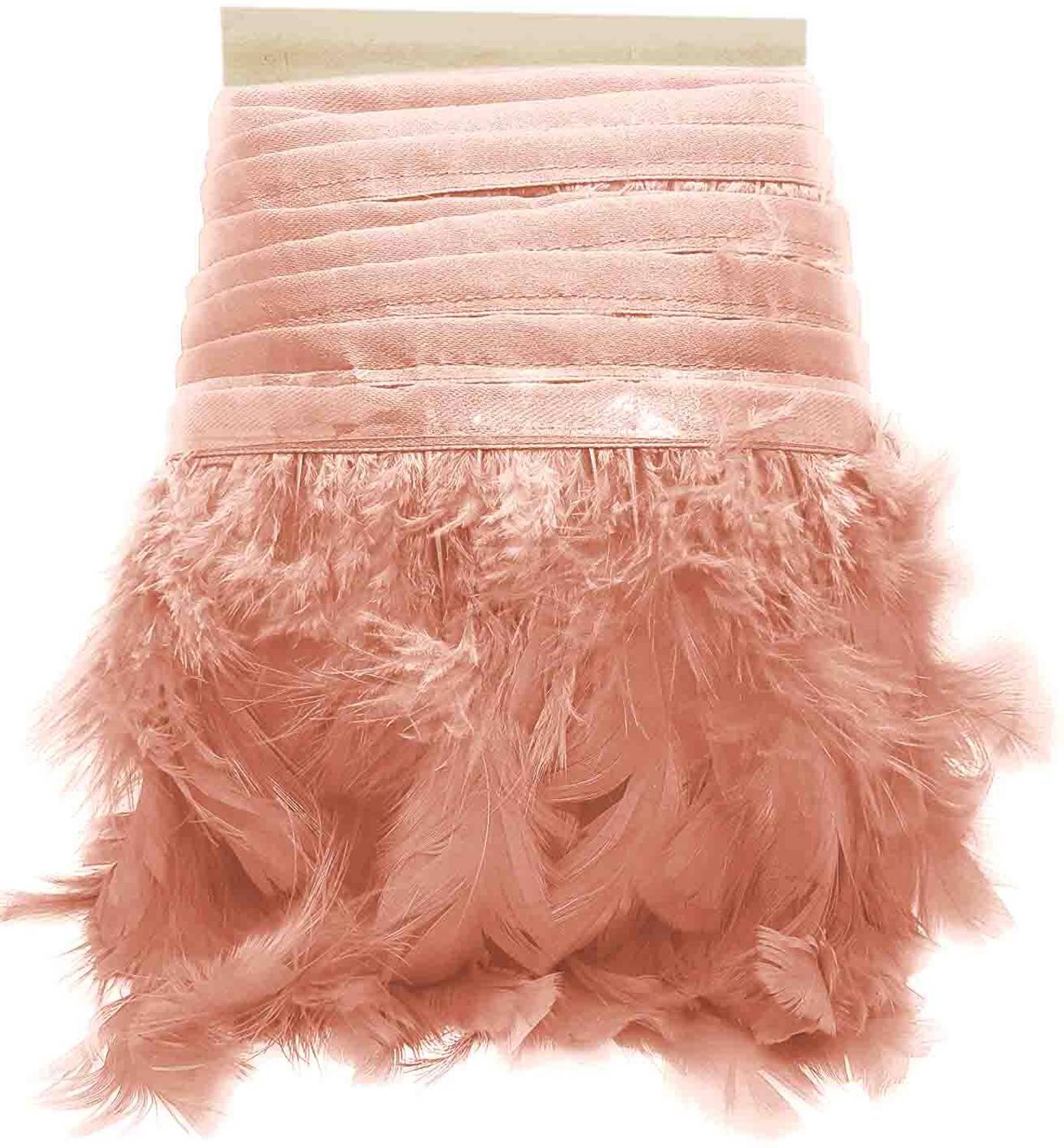 Airtick CWG0508-02-01 (6cm X 3 Mtr) Peach Wings Feather Fur Gota Lace for Wedding Party Suits & Gowns Lace Reel