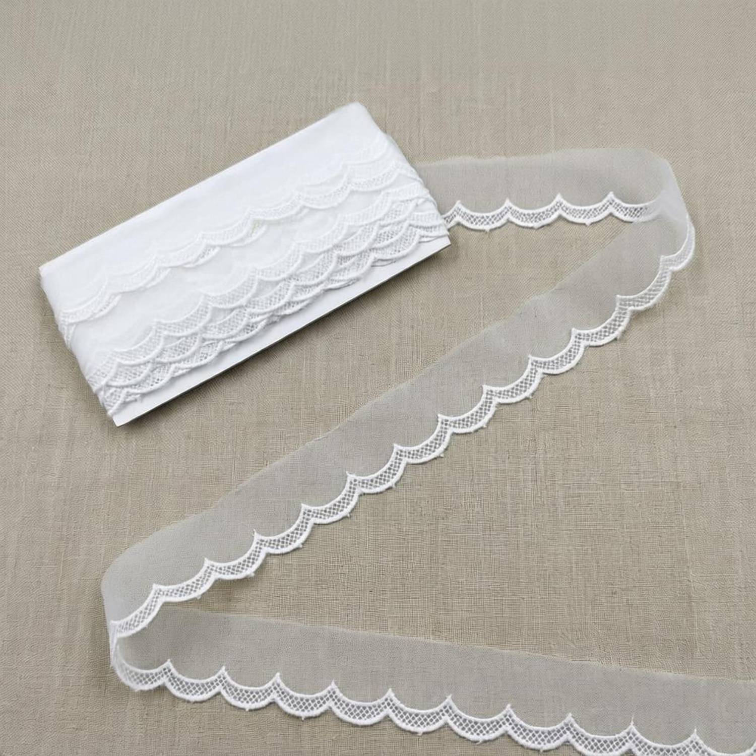 gfashion 10 METER BEAUTIFUL WHITE ORGANZA SCALUP LACE TS134WT-10M Lace Reel