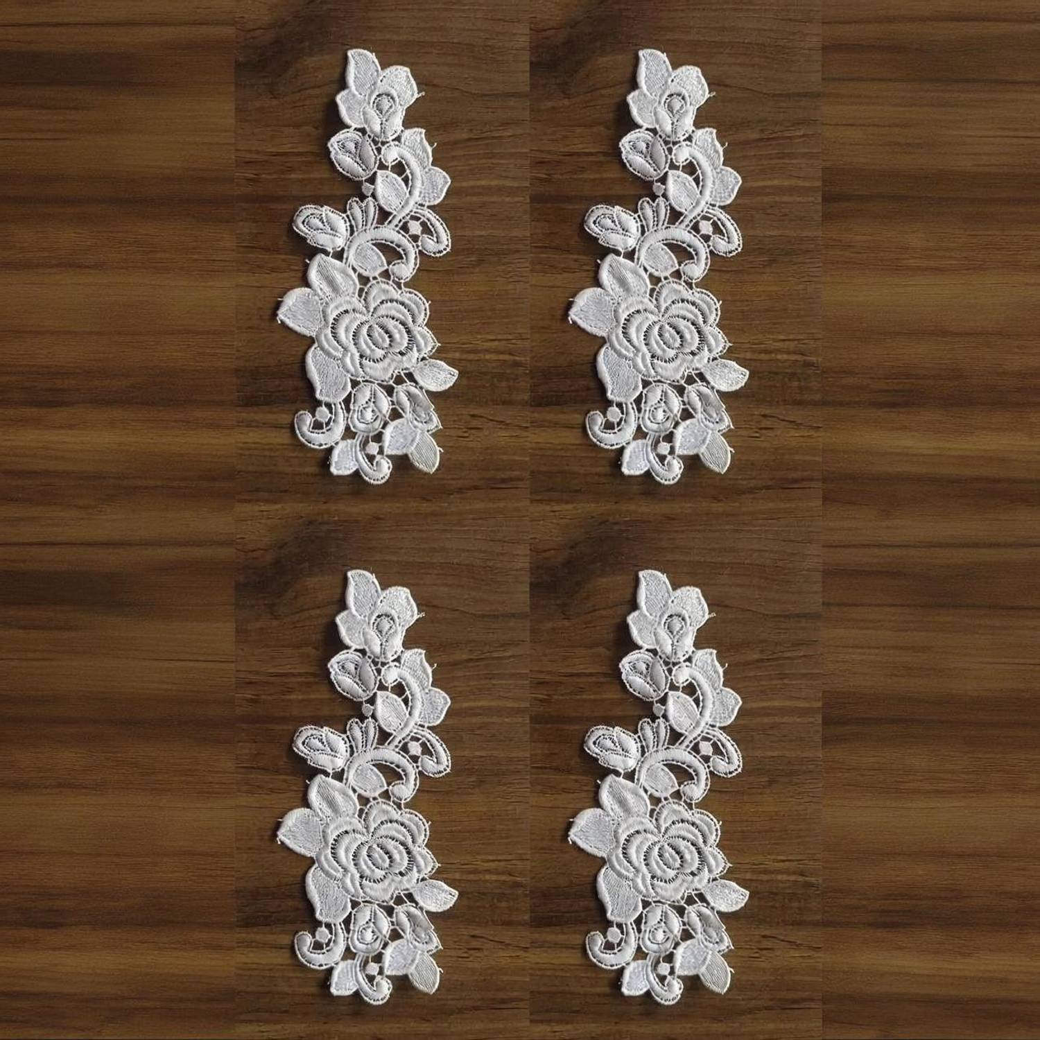 AKSHALI B2 White Gpo Lace Butta/Patches for Saree,Dress,Kurtis,Dupatta,Craft,Suit (4 Pcs) Lace Reel
