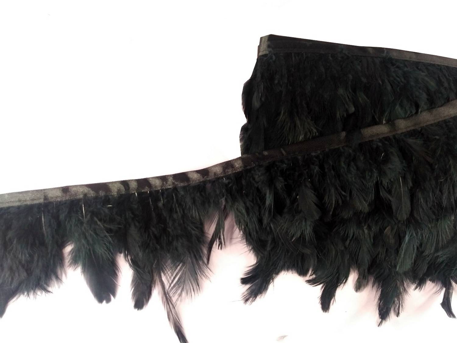 Airtick CWG0199-001 (8cm X 3 Mtr) Black Wings Feather Fur Gota For Saree, Gowns, Lehenga Designing Lace Reel