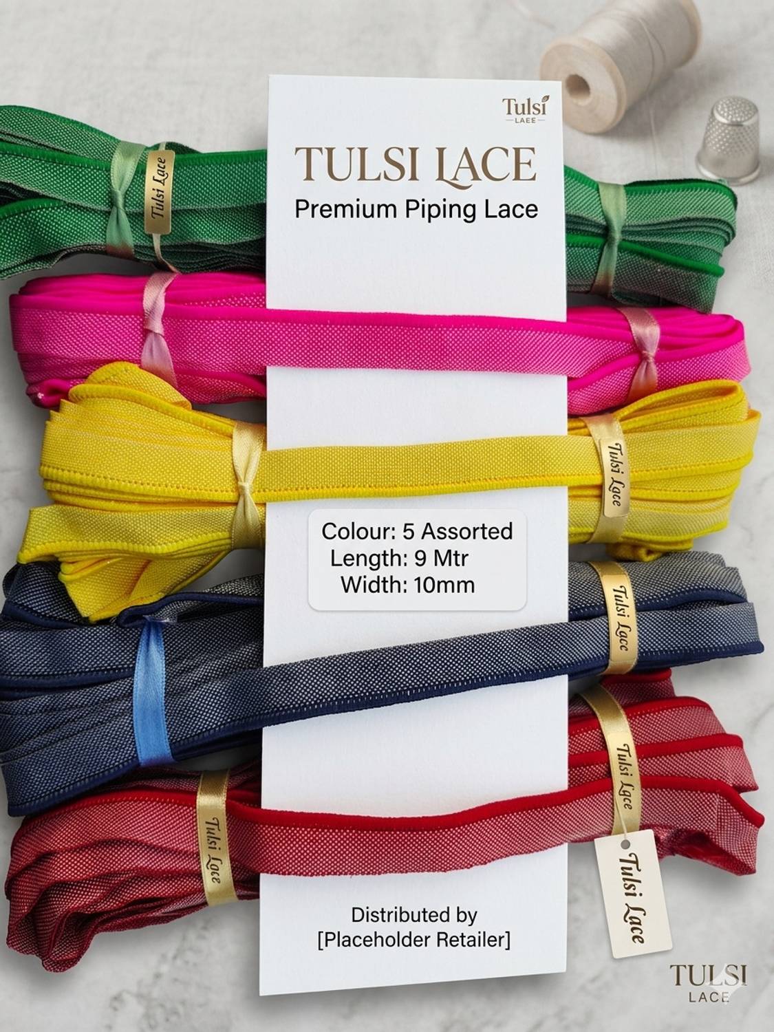 Antic 005 piping set Classy Piping Lace | 5 Catonic Colours | 9 meter Pack Lace Reel