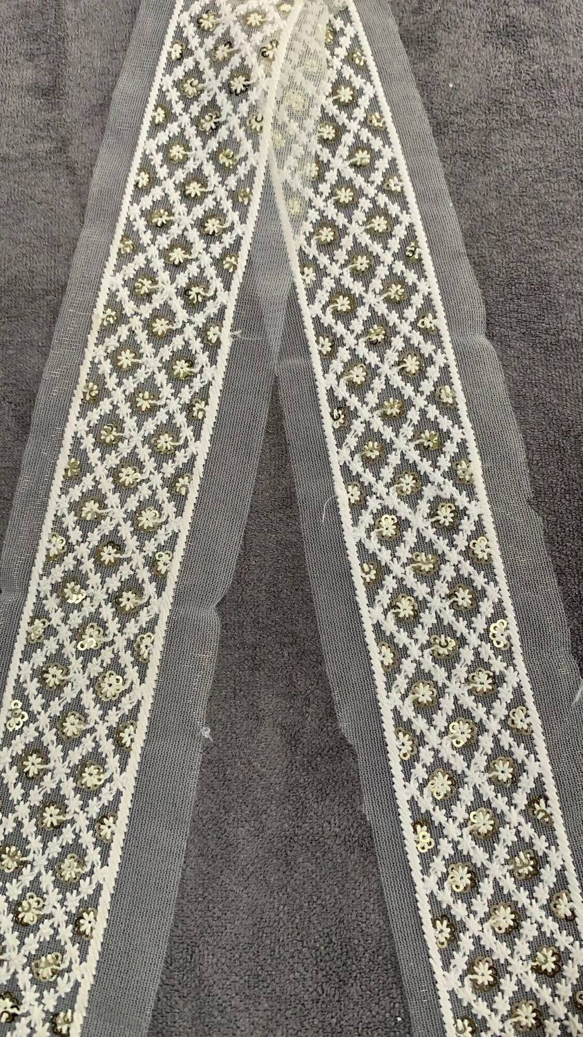 AKSHALI Sequence Lace White Lace Border for Saree,Dress,Kurtis,Dupatta,Craft,Suit (4.50 Mtr) Lace Reel