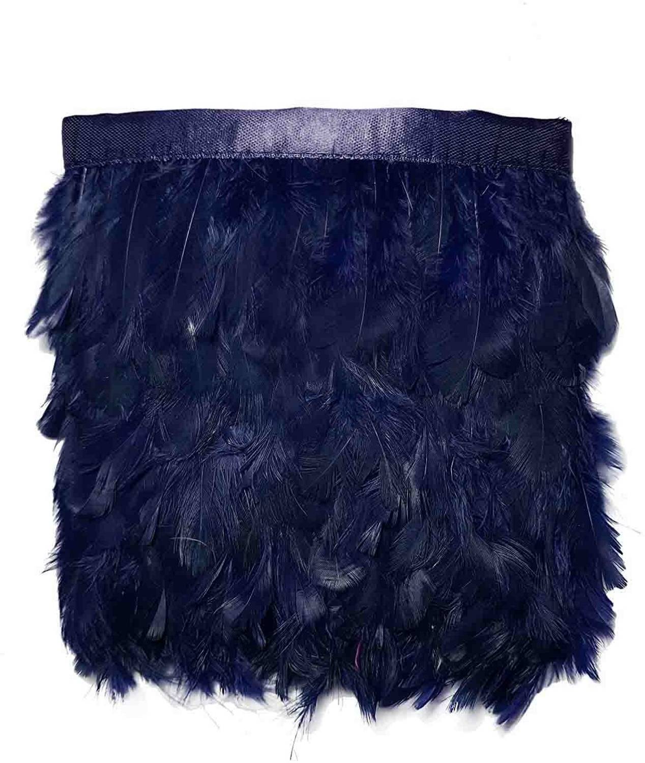 Airtick CWG0199-09-01 (8cm X 3 Mtr) Blue Wings Feather Fur Gota Lace For Gowns & Dresses Lace Reel