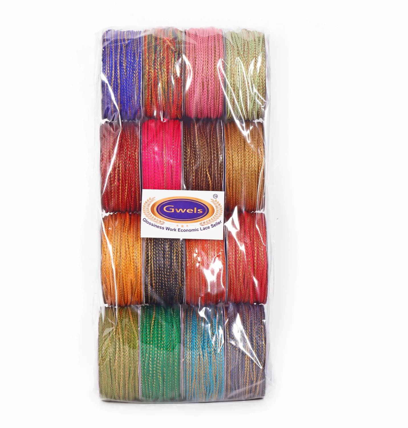 GWELS 7 Multy Colour Dori Lace Reel Pack of 16 - Image 1