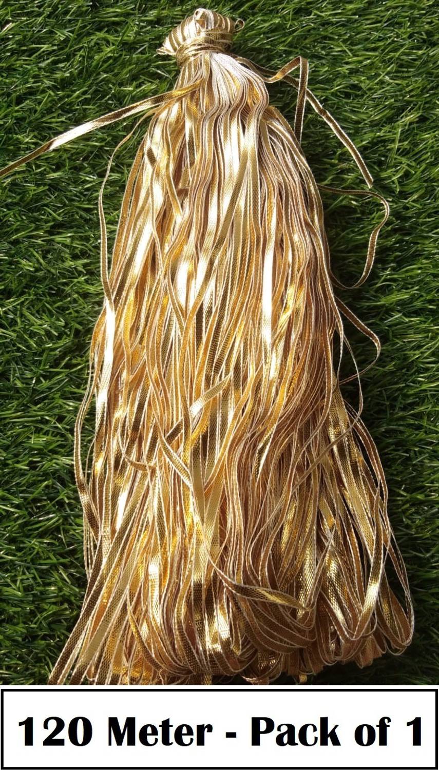 DIARA golden gota (pack of 120 mtr W=3mm )used in saree and decorative things Gota Woven Gold Decorative Gift Wrapping Trim Golden Rajasthani Gota Patti Lace Lace Reel