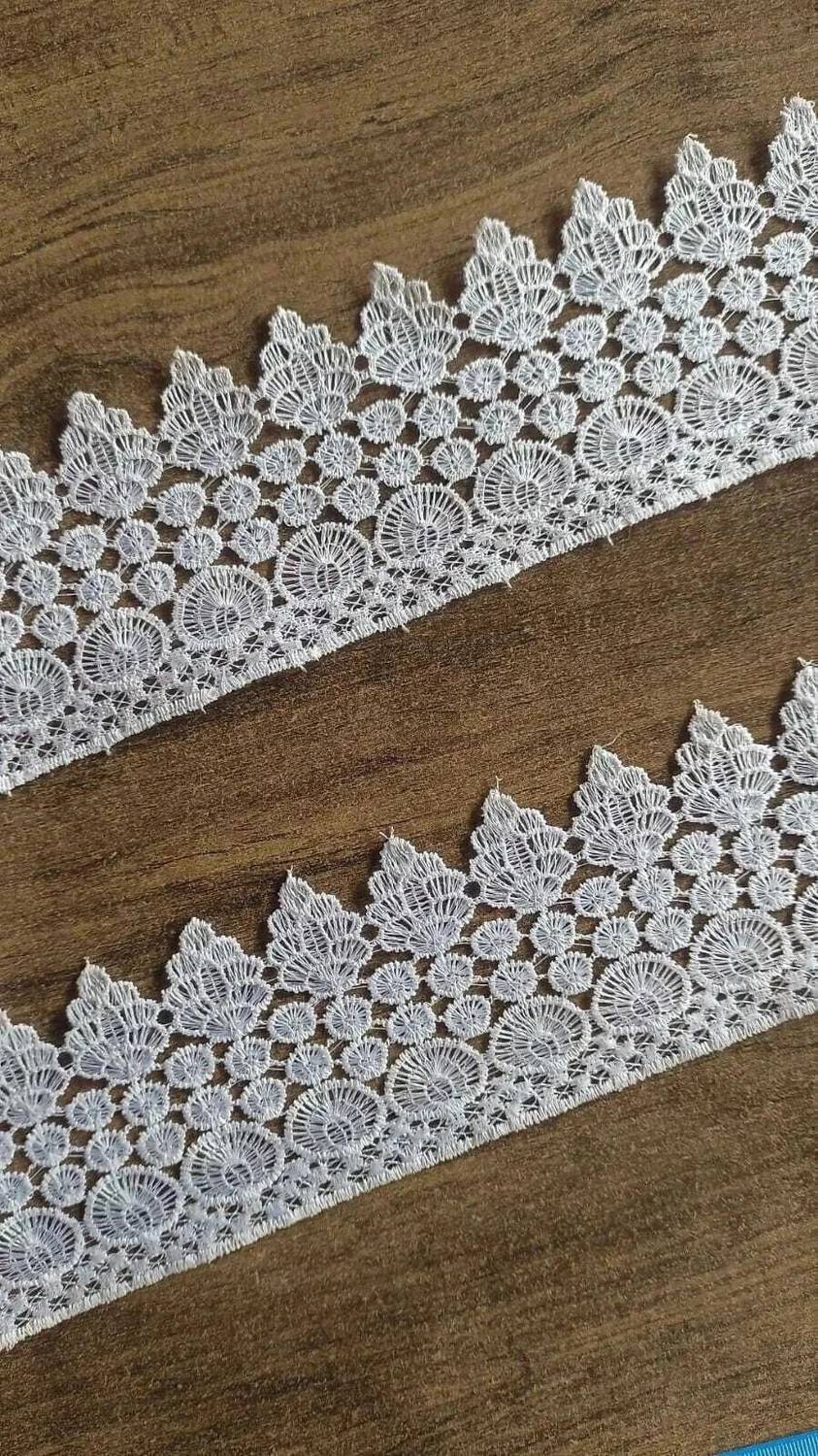 AKSHALI P-57 White Lace Border for Saree,Dress,Kurtis,Dupatta,Craft,Suit (9 Mtr) Lace Reel