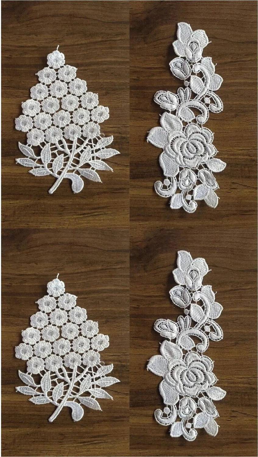 AKSHALI Butta White Gpo Lace Butta/Patches for Saree,Dress,Kurtis,Dupatta,Craft,Suit (4 Pcs) Lace Reel