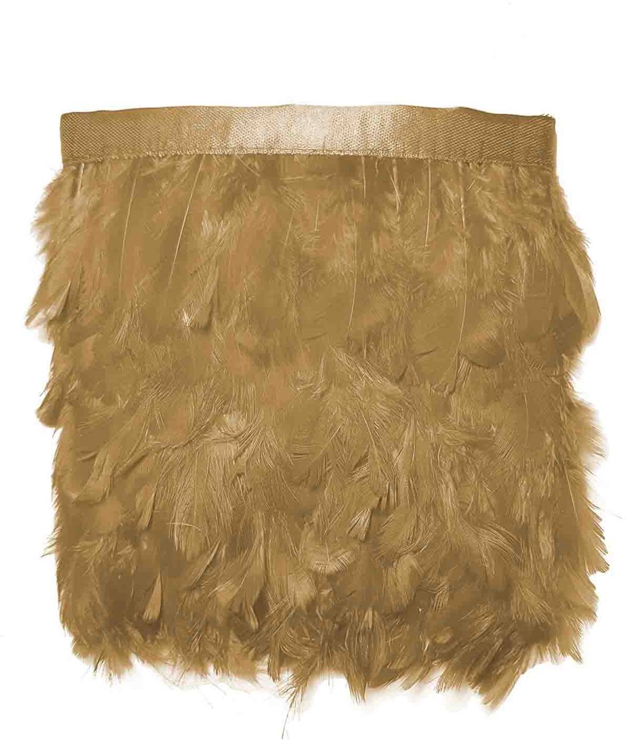 Airtick CWG0199-10-01 (8cm X 3 Mtr) Brown Wings Feather Fur Gota Lace For Gown & Dresses Embellishment Lace Reel