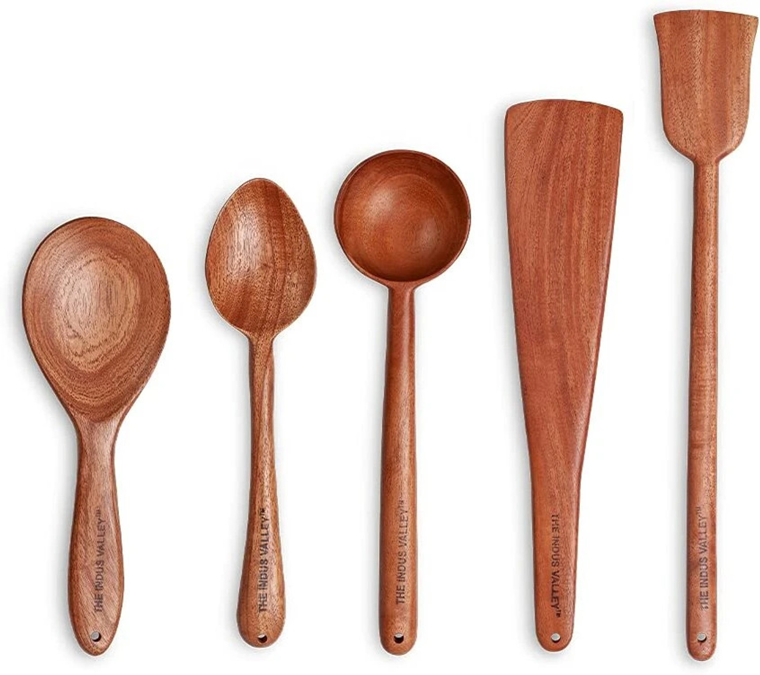Image of The Indus Valley Neem Wood Compact Flip /Spatula /Ladle for Cooking and Serving Dosa /Roti /Chapati Wooden Ladle