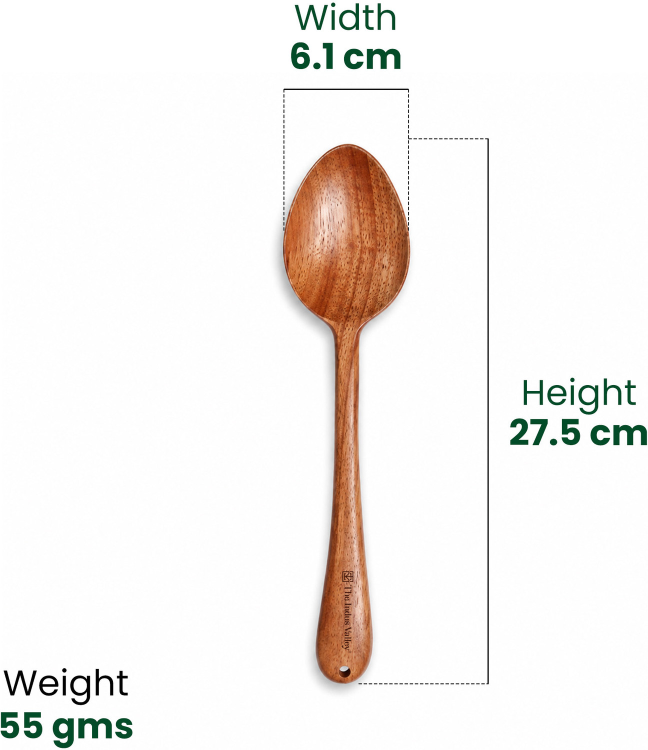 Image of The Indus Valley Neem Wood Compact Flip /Spatula /Ladle for Cooking and Serving Dosa /Roti /Chapati Wooden Ladle