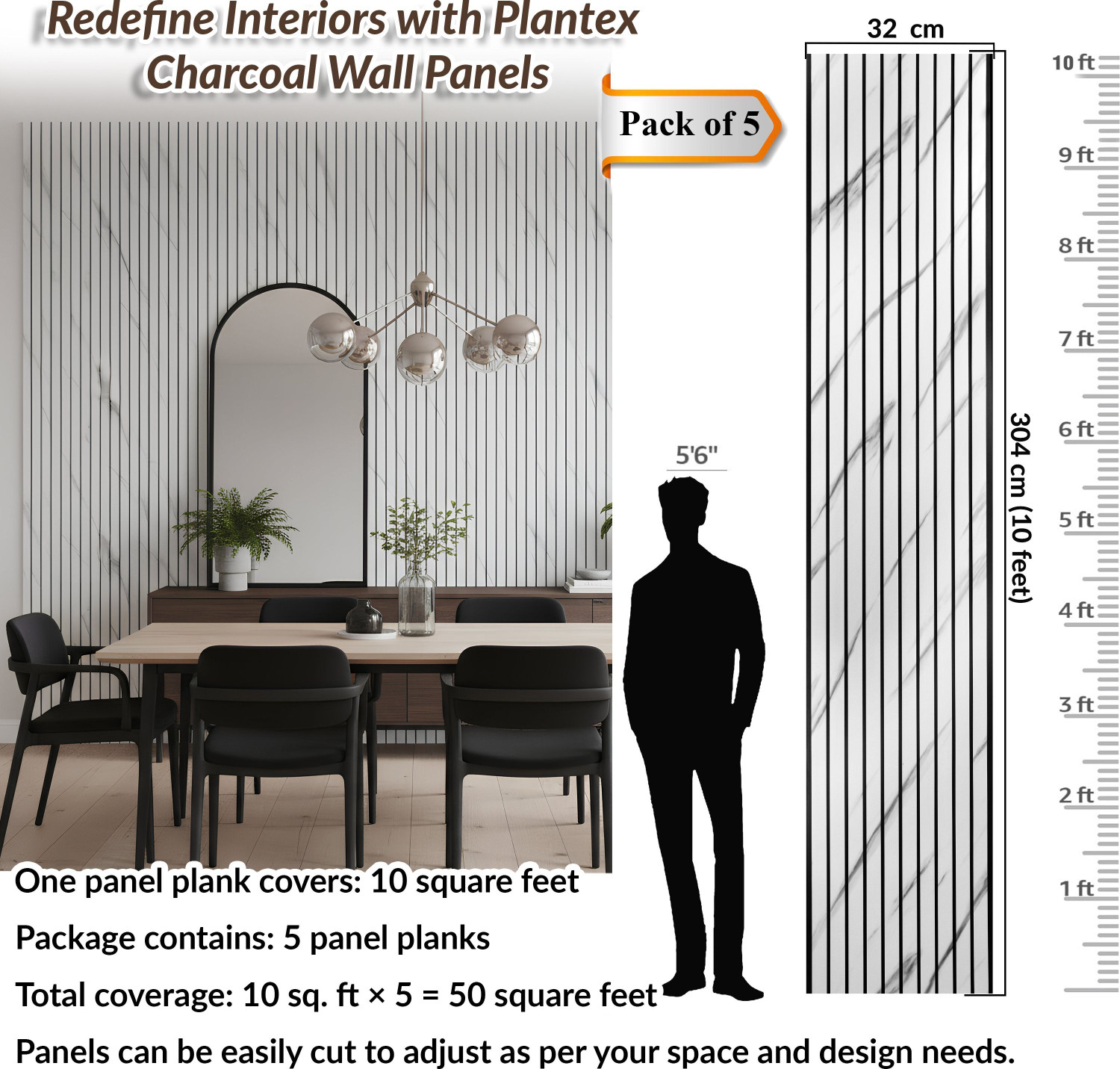 Image of Plantex Louvers Panel for Wall /Wall Panel /3d Wall Panel for Interior Wall Decor-50 Sq.Ft Laminates