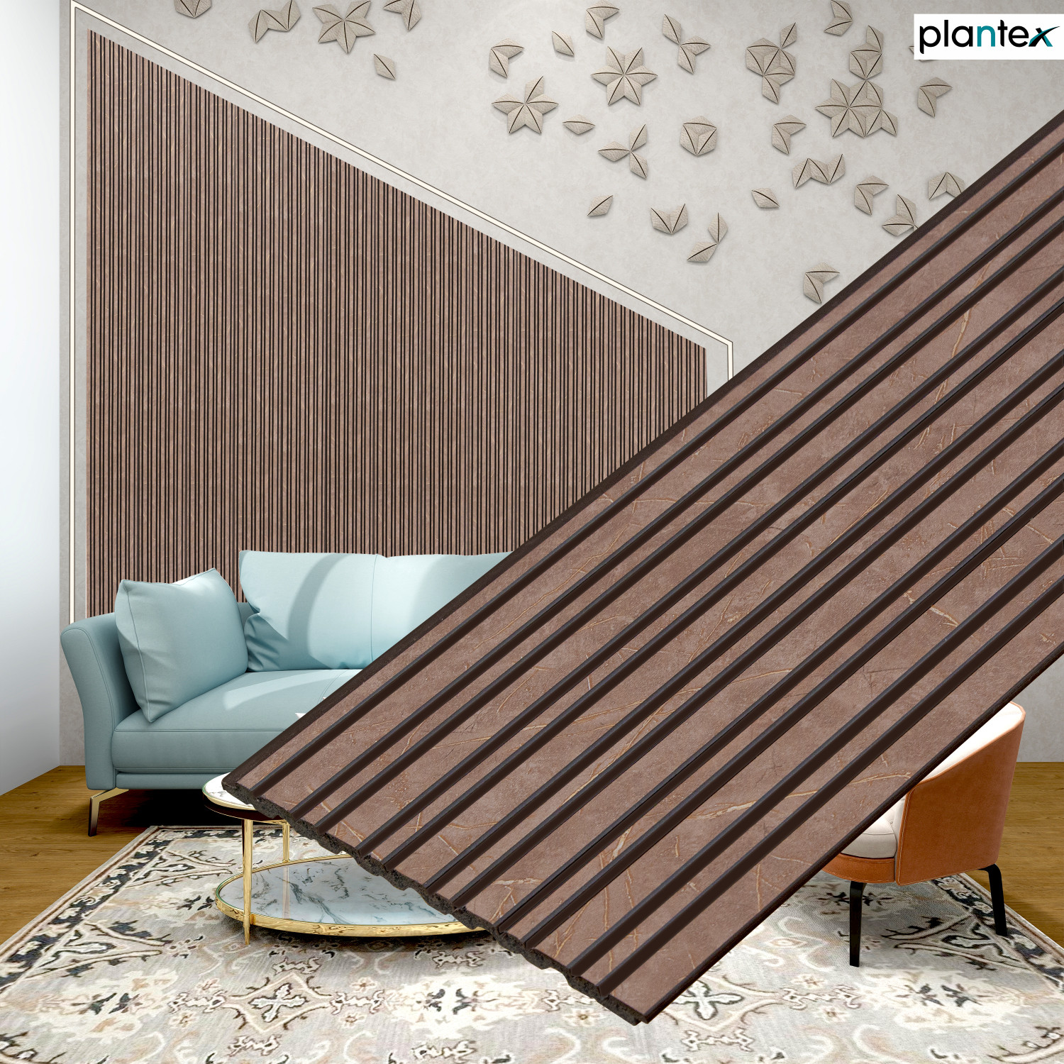 Image of Plantex Wall Panels /Louvers Panel for Wall 8 Feet /Charcoal Panel for Interior Wall Decor Laminates