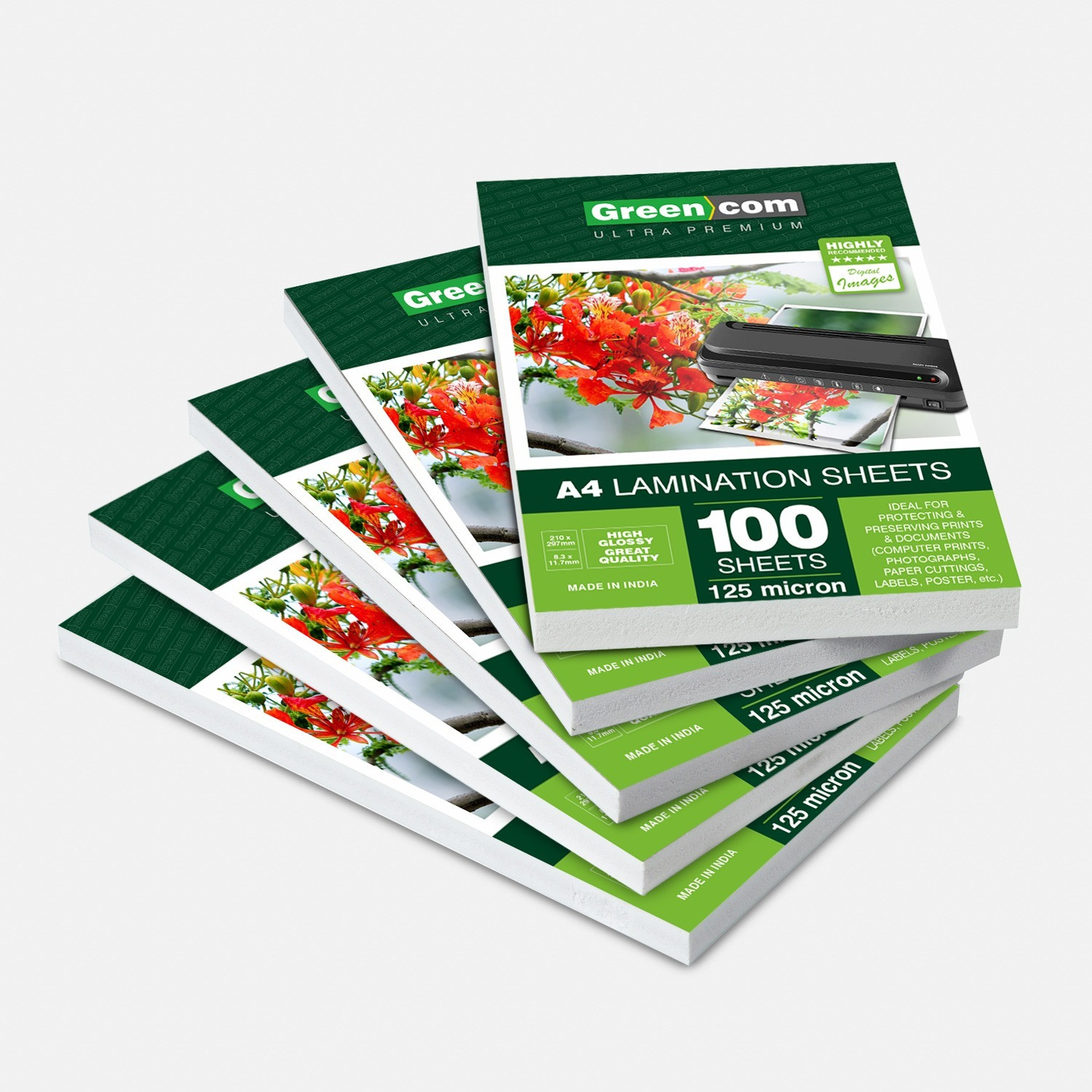 Image of greencom A4 Thermal Lamination Sheets, 500-Pouches A4 Laminating Sheet