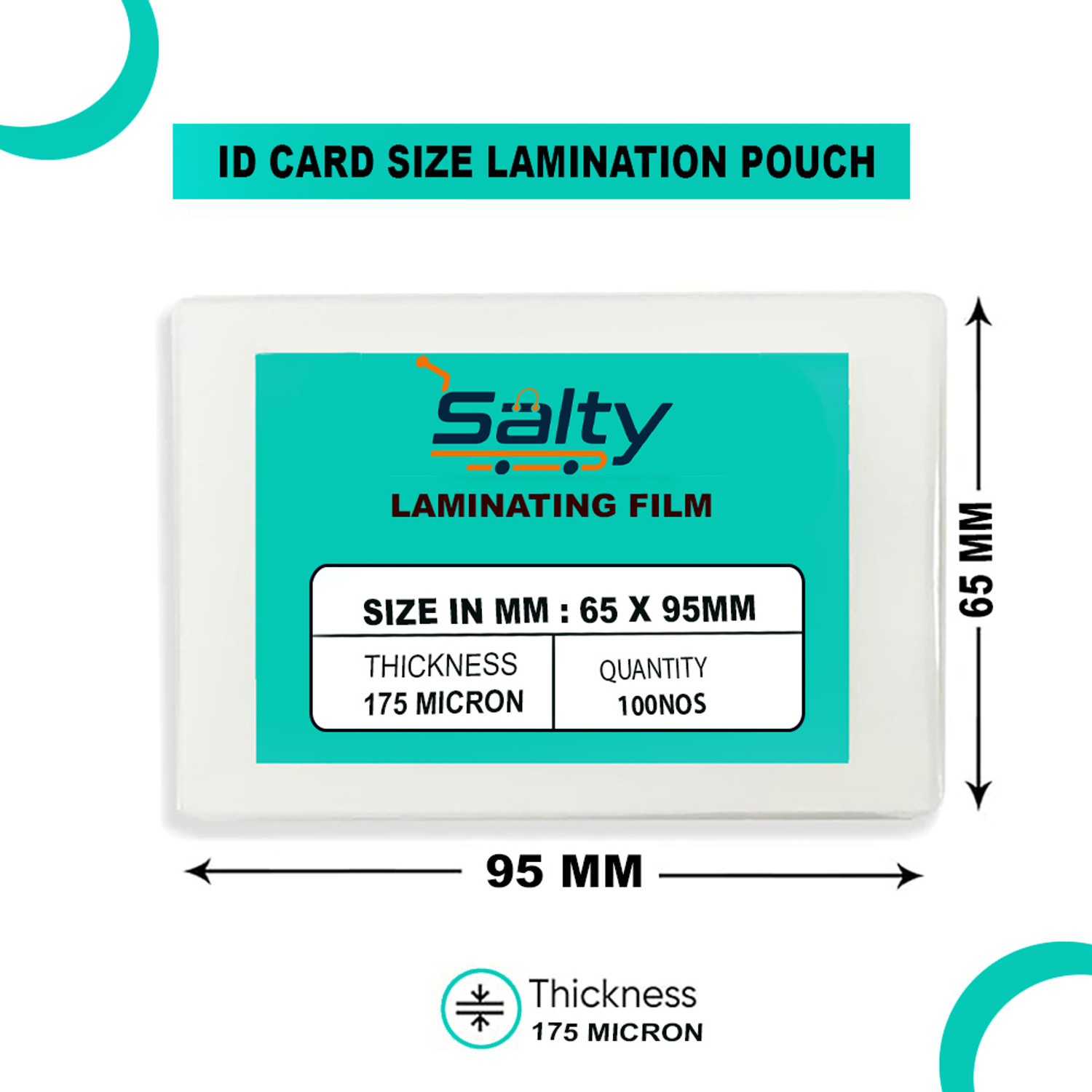 Image of Salty Best Quality Thermal Lamination Pouch Size 65 mm x 95 mm ID Badge Laminating Sheet