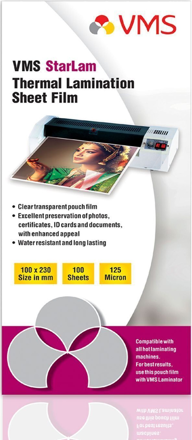 Image of VMS Starlam Thermal Lamination Pouch 100mmx230mm 125 Micron ID Badge Laminating Sheet