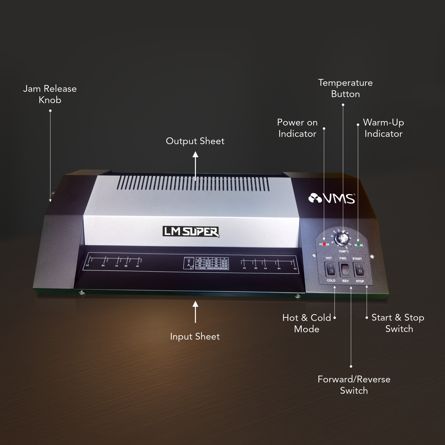 Image of VMS Professional LM Super Heavy Duty Hot & Cold A3 Lamination / Laminating Machine 12.7 inch Lamination Machine