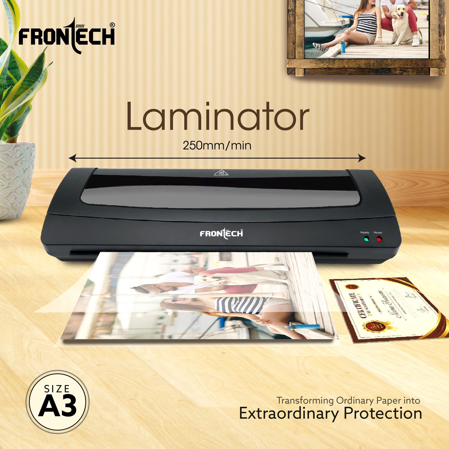 Image of Frontech LAM-0003 A3 Heavy Duty Laminator | Anti Blocking System | Hot & Cold 12.99 inch Lamination Machine