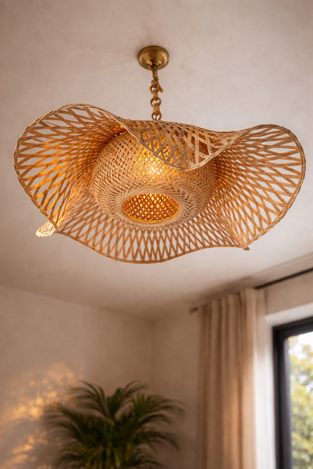 Image of VILORA Bamboo Lamp Shade Ceiling Fan Lights, Ceiling Lights, Hanging Lights (Pendant Lights), Wall Lights Lamp Shade