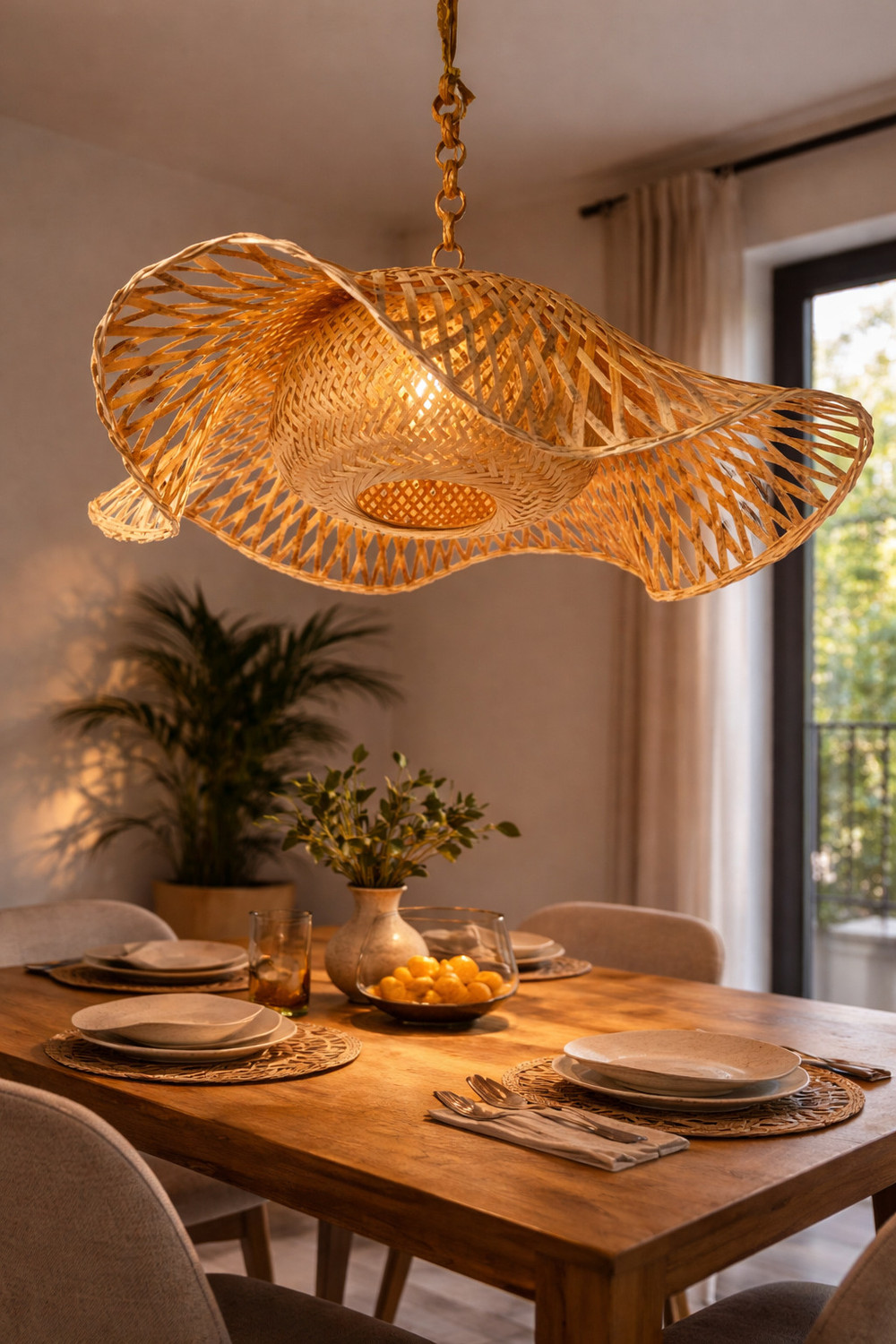Image of VILORA Bamboo Lamp Shade Ceiling Fan Lights, Ceiling Lights, Hanging Lights (Pendant Lights), Wall Lights Lamp Shade