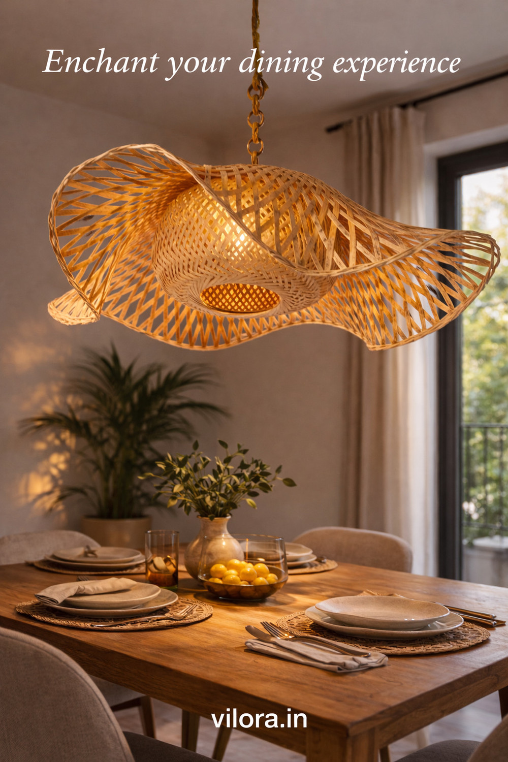 Image of VILORA Bamboo Lamp Shade Ceiling Fan Lights, Ceiling Lights, Hanging Lights (Pendant Lights), Wall Lights Lamp Shade