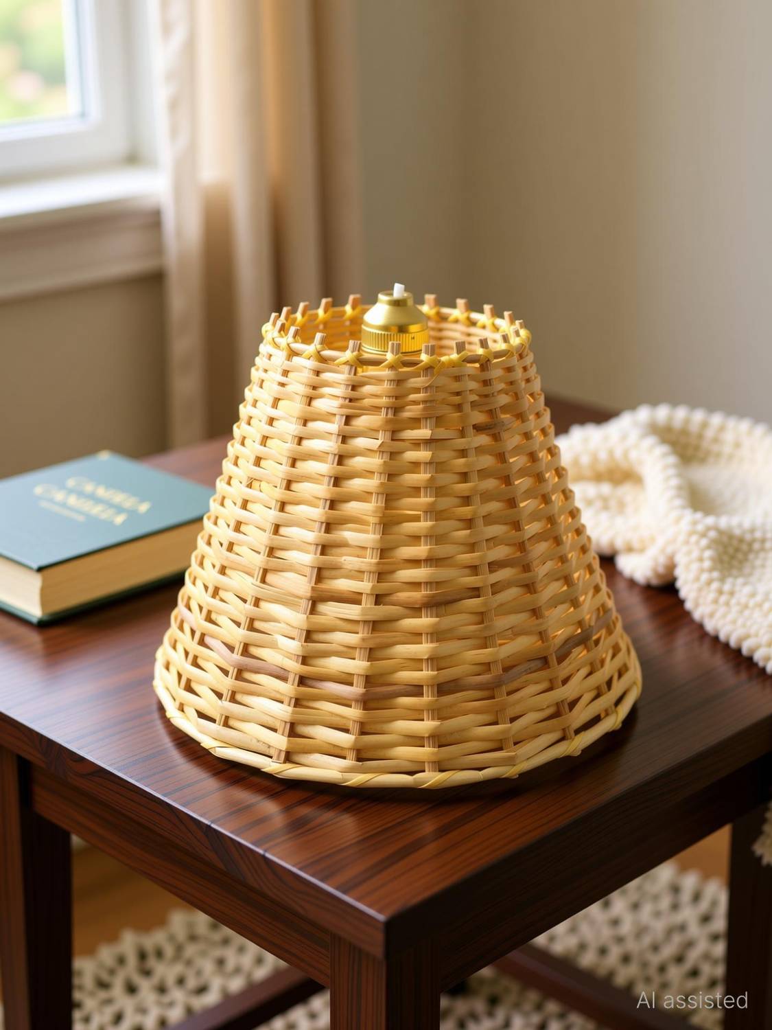CANDELA Round Cane Hanging Pendant Lamp Shade (8 Inches) Table Lamps Lamp Shade