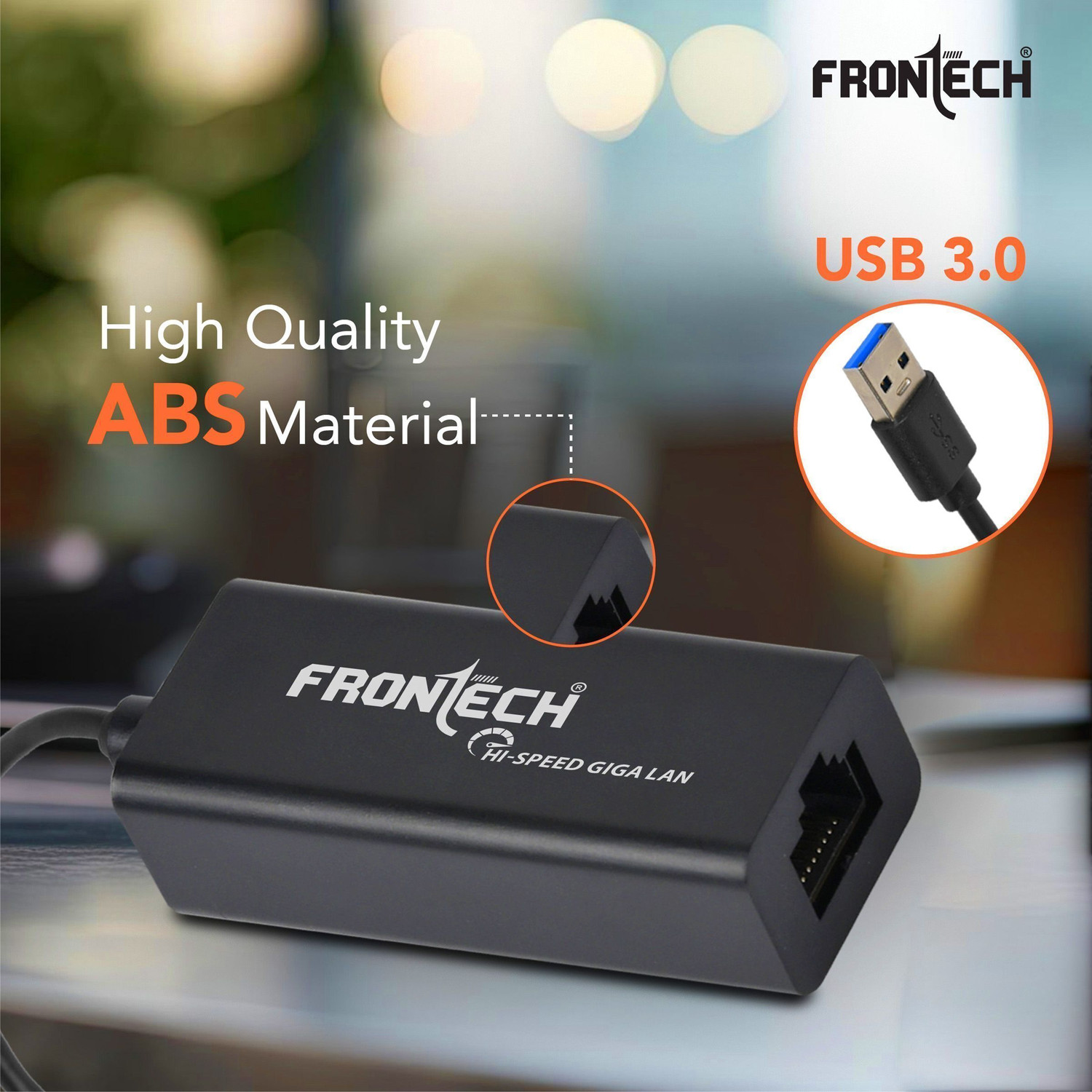 Image of Frontech USB 3.0 to Gigabit Ethernet Adapter | 1000Mbps LAN Network Converter | Wired Ethernet Lan Adapter compatible with Windows, Mac