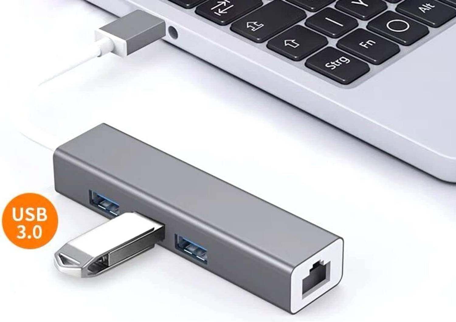 RuhZa USB 3.0 to RJ45 Ethernet LAN Adapter with 3 Port USB Hub - - Image 5