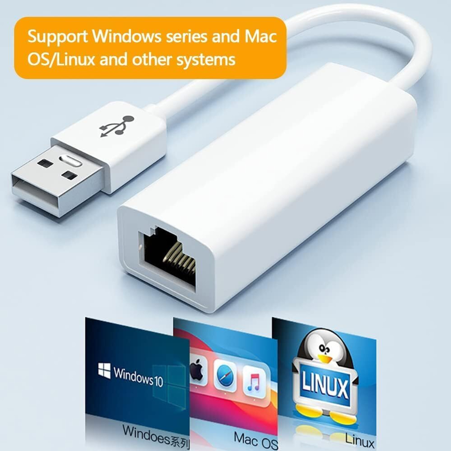 Image of WEFLY USB to RJ45 Ethernet LAN Adapter 100Mbps LAN Adapter Wired USB Lan Adapter compatible with Windows