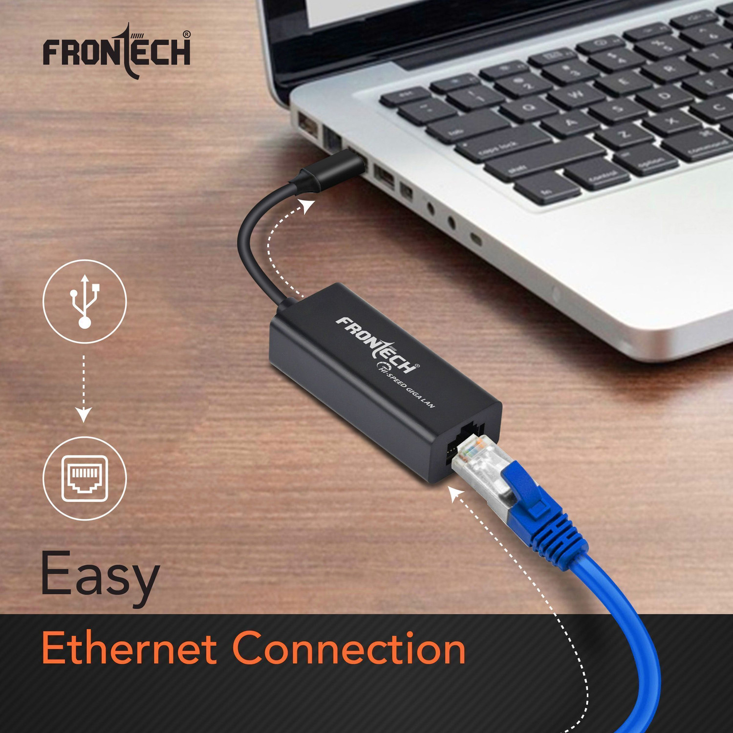 Image of Frontech USB 3.0 to Gigabit Ethernet Adapter | 1000Mbps LAN Network Converter | Wired Ethernet Lan Adapter compatible with Windows, Mac
