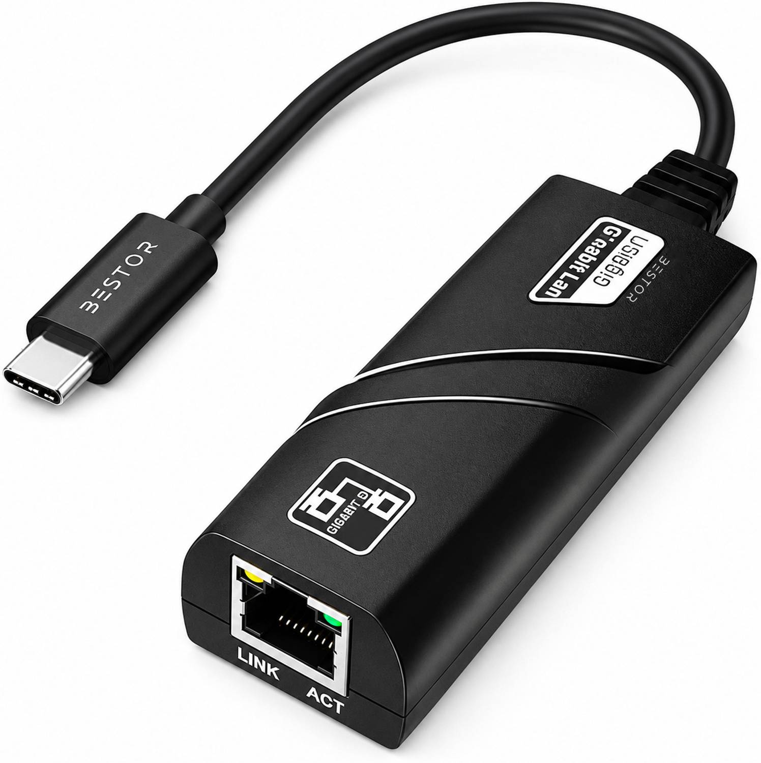 Bestor Type-C 3.0 to Gigabit Ethernet Adapter,RJ45 LAN Wired LAN Speeds10/100/1000 Mbps Wired Ethernet Lan Adapter compatible with Windows, Linux, Mac