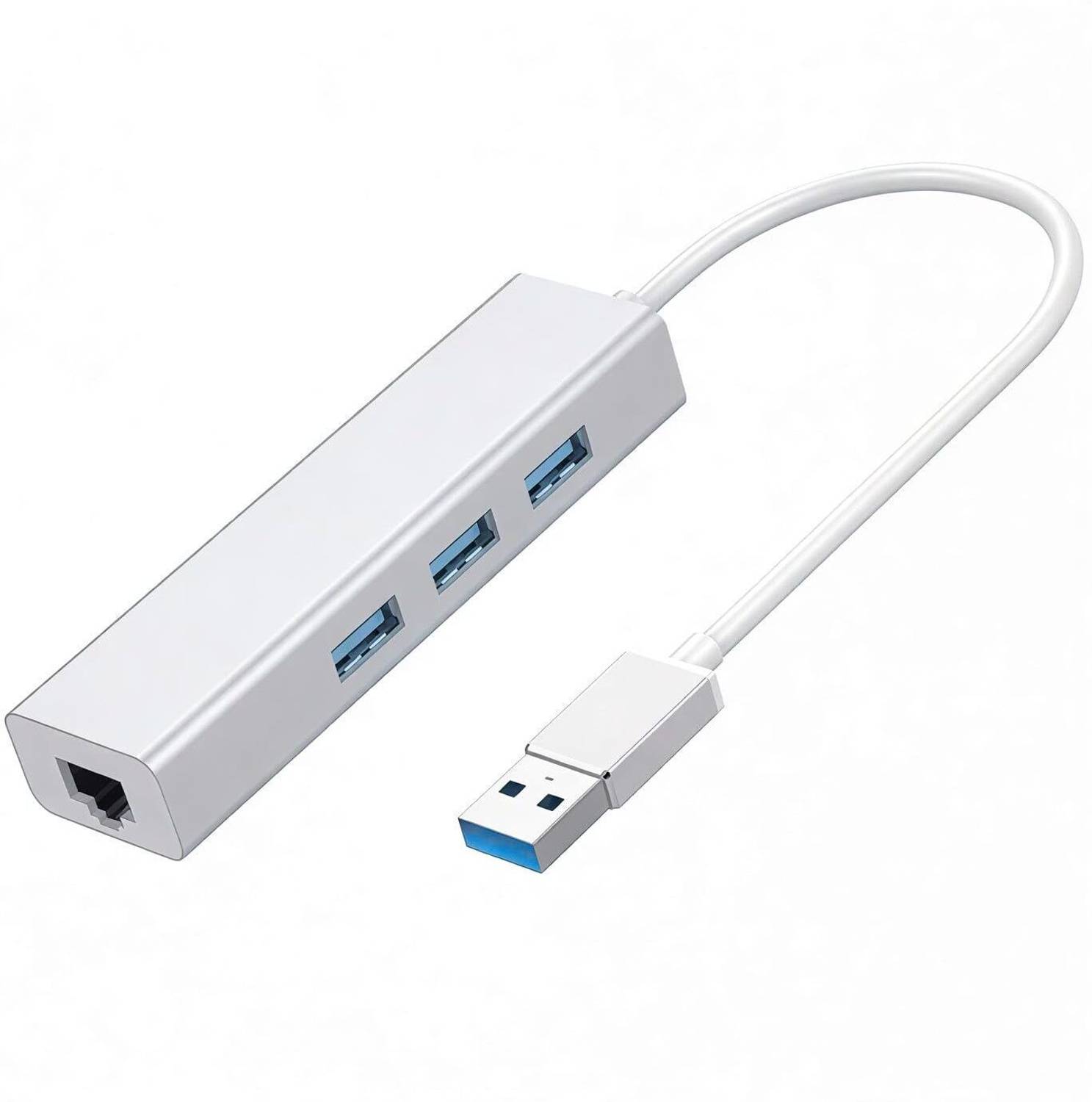 BlackBoost USB 3.0 to RJ45 LAN Adapter with 3 Port USB Hub, Gigabit Ethernet Converter Wired USB Lan Adapter compatible with Windows, Mac, Linux