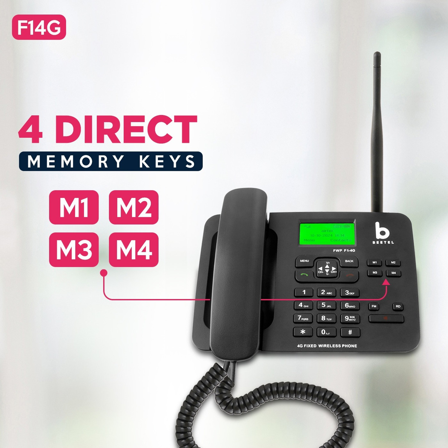 Image of Beetel F14G Corded Landline Telephone Corded Landline Phone with Answering Machine
