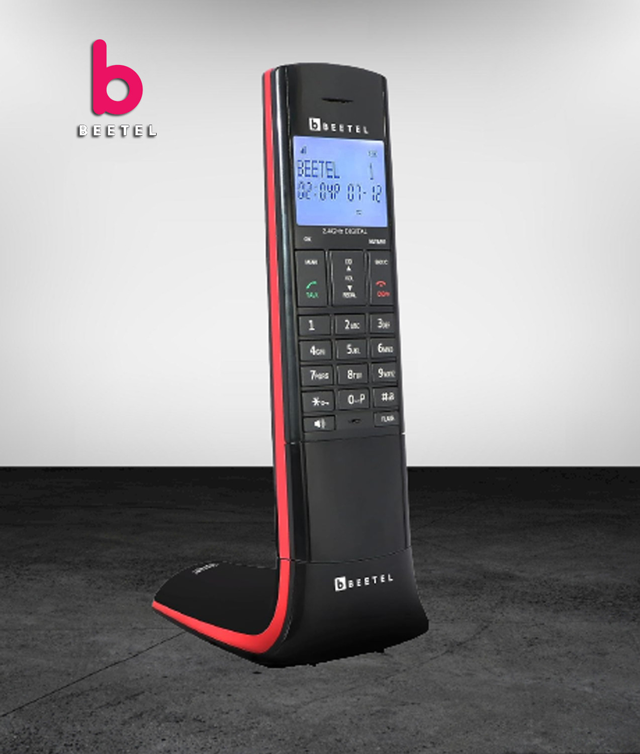Image of Beetel X95 Flagship Designer Cordless landline (X95)(Black /Red) Cordless Landline Phone with Answering Machine