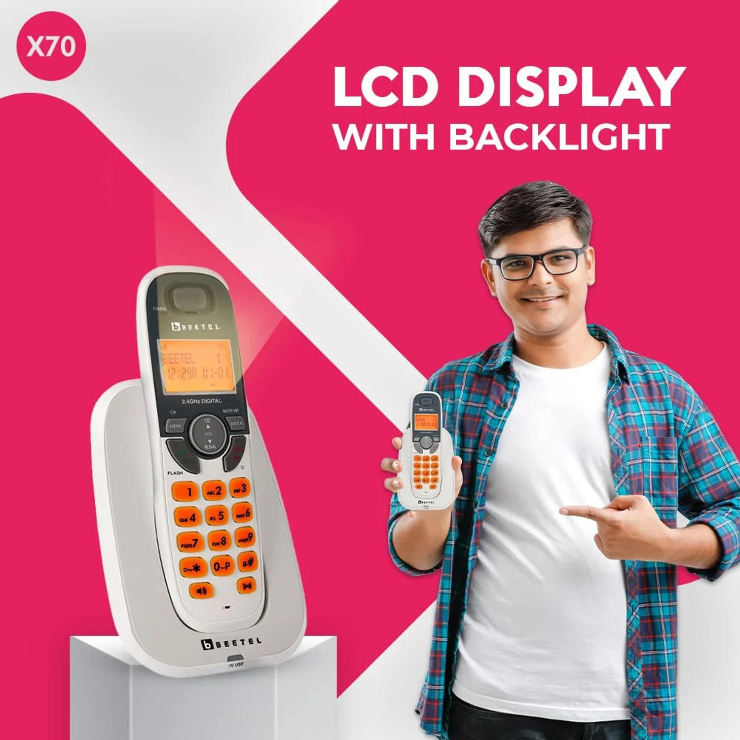 Image of Beetel X70 CORDLESS LANDLINE PHONE. Cordless Landline Phone with Answering Machine