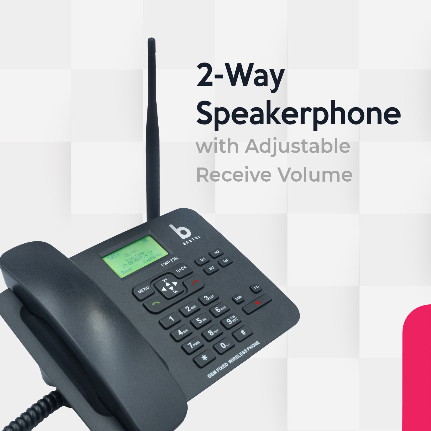 Image of Beetel F2K Corded Landline Phone with Answering Machine