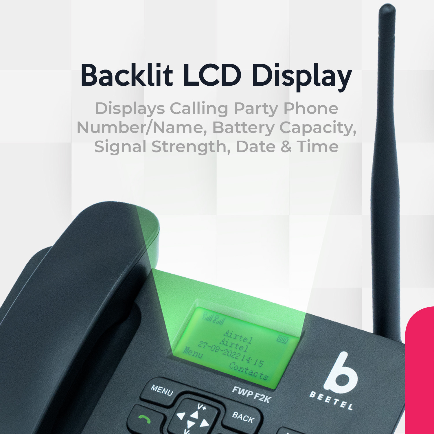 Image of Beetel F2K Corded Landline Phone with Answering Machine