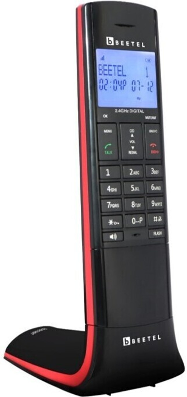 Image of Beetel X95 Flagship Designer Cordless landline (X95)(Black /Red) Cordless Landline Phone with Answering Machine