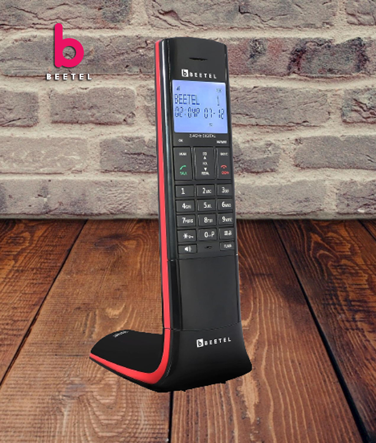 Image of Beetel X95 Flagship Designer Cordless landline (X95)(Black /Red) Cordless Landline Phone with Answering Machine
