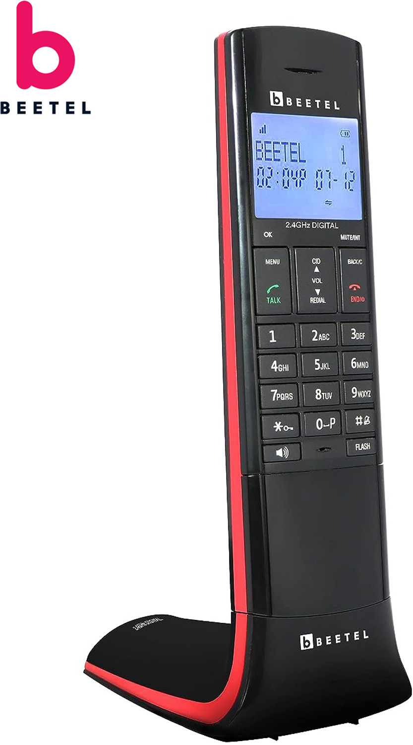 Image of Beetel X95 Flagship Designer Cordless landline (X95)(Black /Red) Cordless Landline Phone with Answering Machine