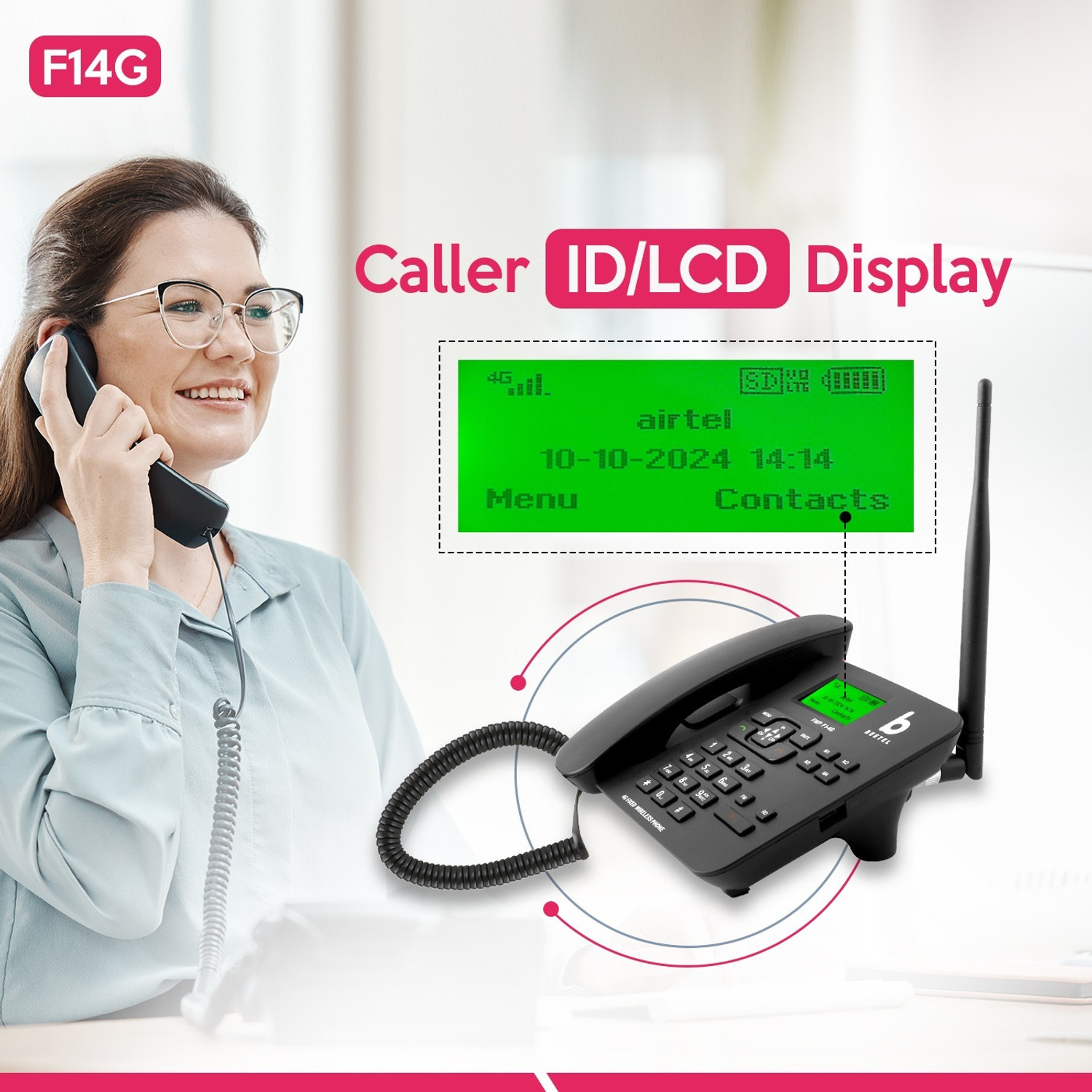 Image of Beetel F14G Corded Landline Telephone Corded Landline Phone with Answering Machine