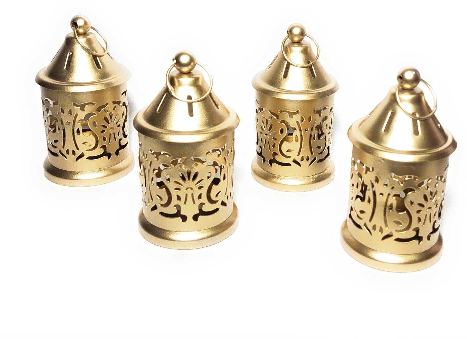 amishi blissful decor Cute Cups Little Tea Lights Holder For Decoration Home Office Party Christmas Décor Tealights Candle Holders Set of 4 Gold Cast Iron Table Lantern
